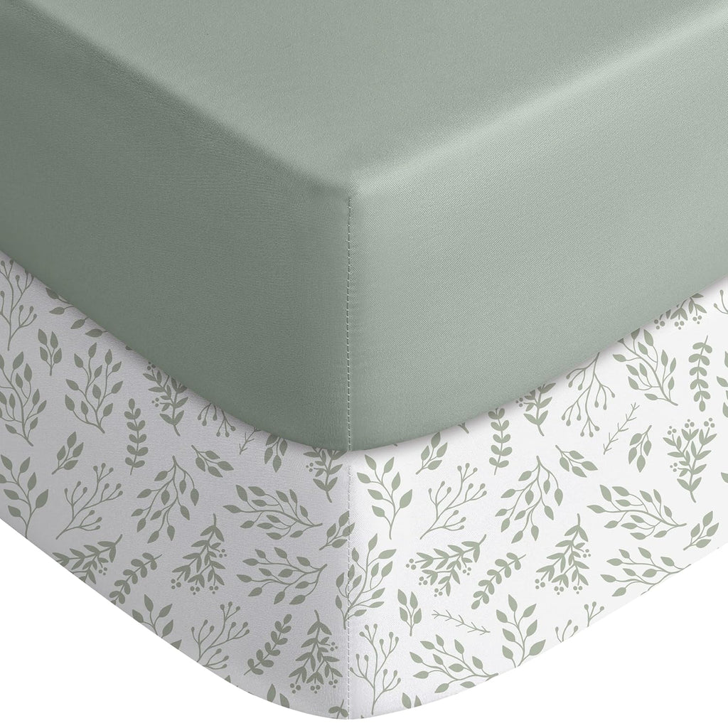 Baby Crib Sheets for Boys Girls, Fitted Crib Sheet 2 Pack for Standard Crib and Toddler Mattress, Super Soft