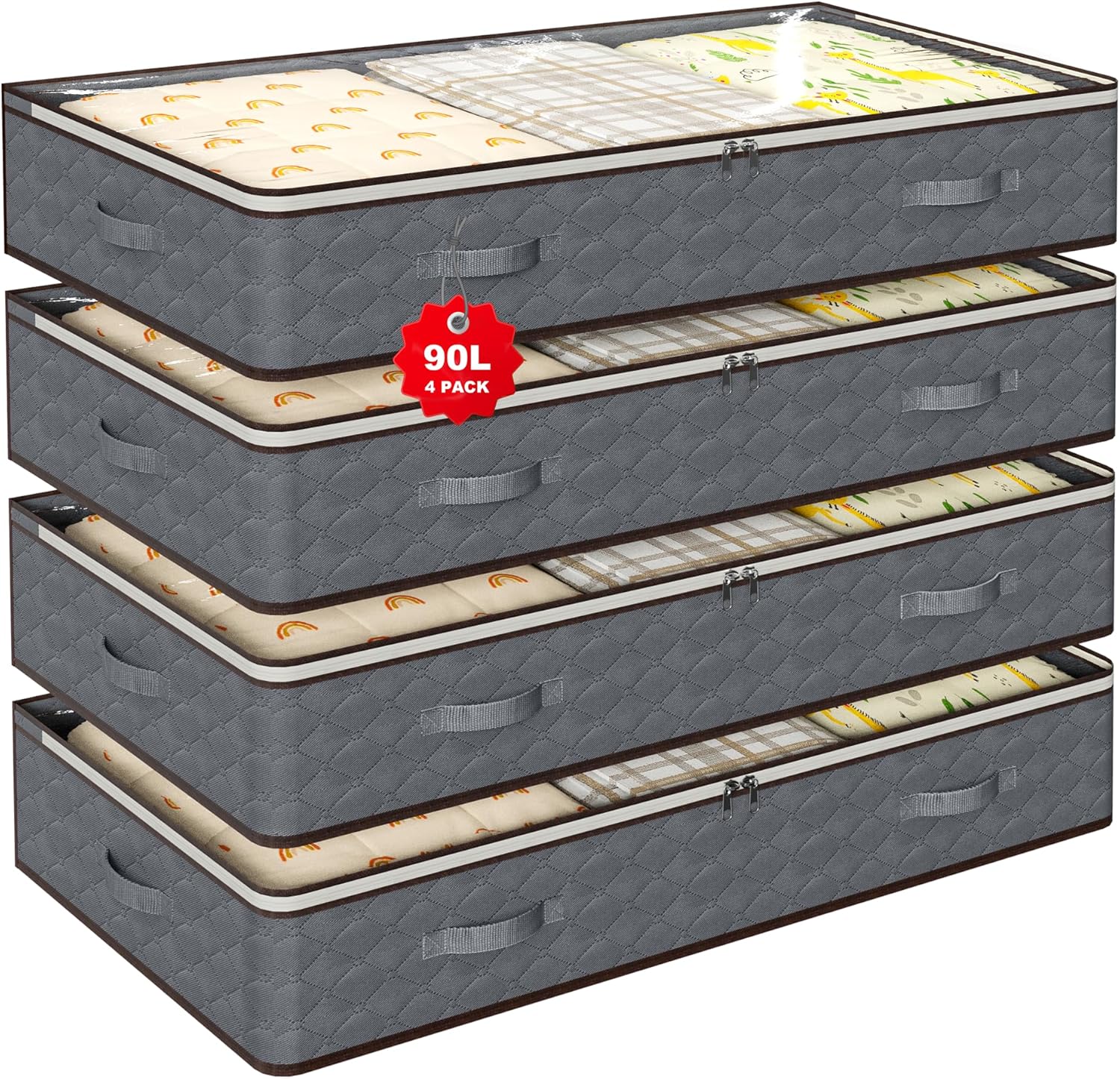 90L Under Bed Storage Containers,4-Pack Closet Organizers and Storage Bins