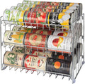 3 Tier Can Organizer | Chrome Steel Canned Food Storage Rack | Holds 36 Cans | Space-Saving Pantry & Cabinet Storage