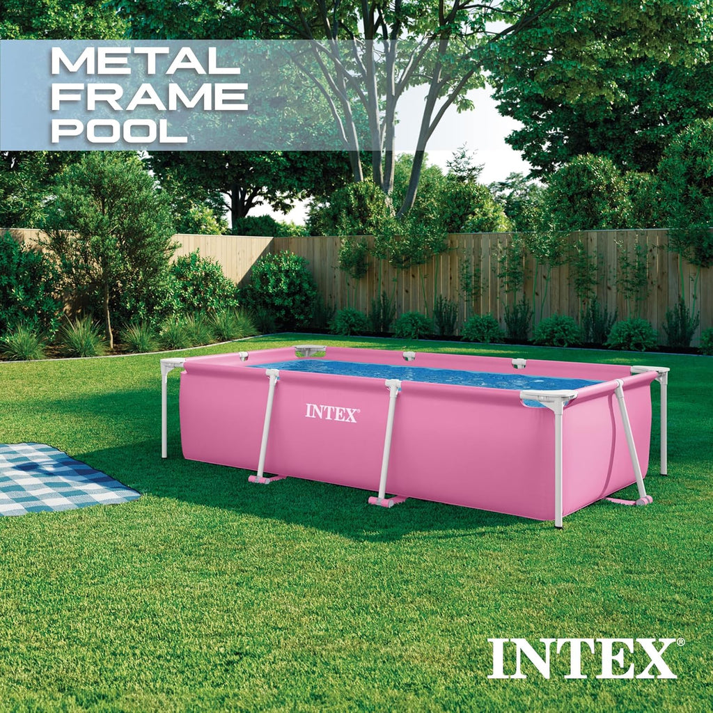 Rectangular Frame 8 ft 6 in x 5 ft 4 in x 26 in Above Ground Pool, Swimming Pool with Steel Frame, Pink - Pump Not
