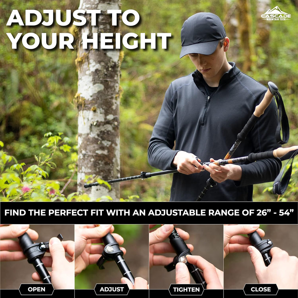 Lightweight Aircraft-Grade Aluminum Trekking Poles with Extended Down Grip Plus Tip Kit