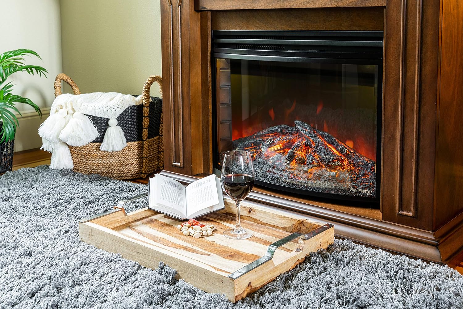 Quebec 27 inch Electric Fireplace Stove Insert with Remote | Realistic 3-D flame effect runs with or without