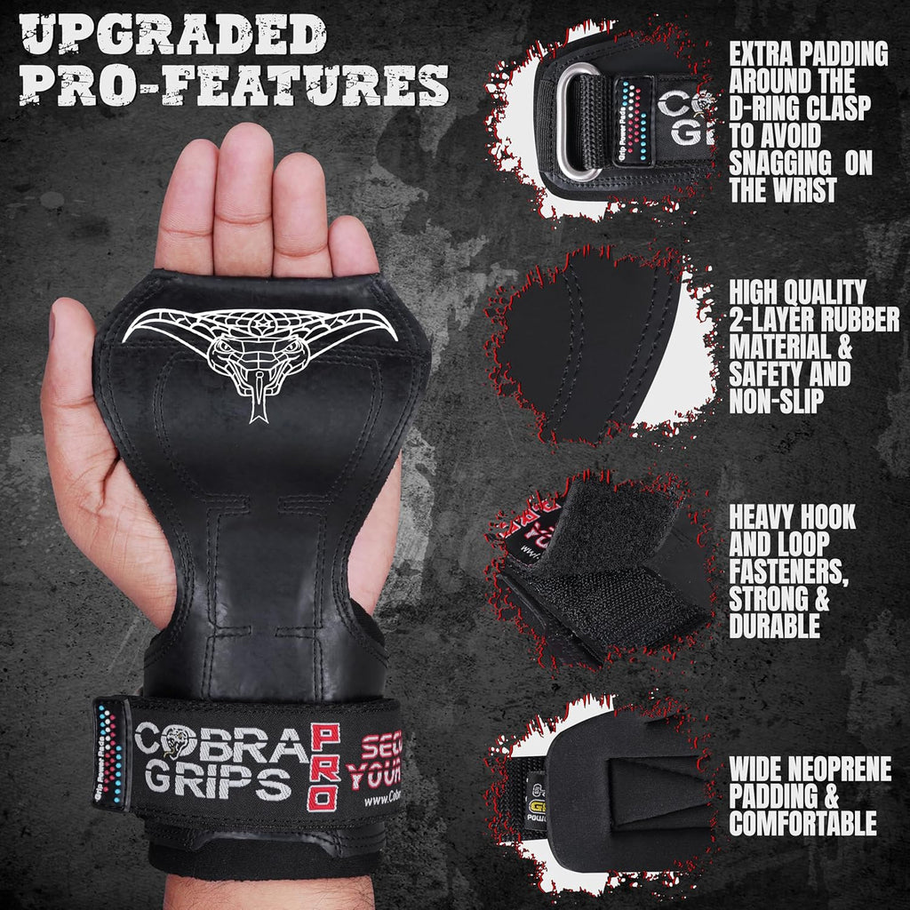 Cobra Grips Weight Lifting Gloves with Adjustable Neoprene Padded Wrist Wraps - Heavy Duty Alternative to Power