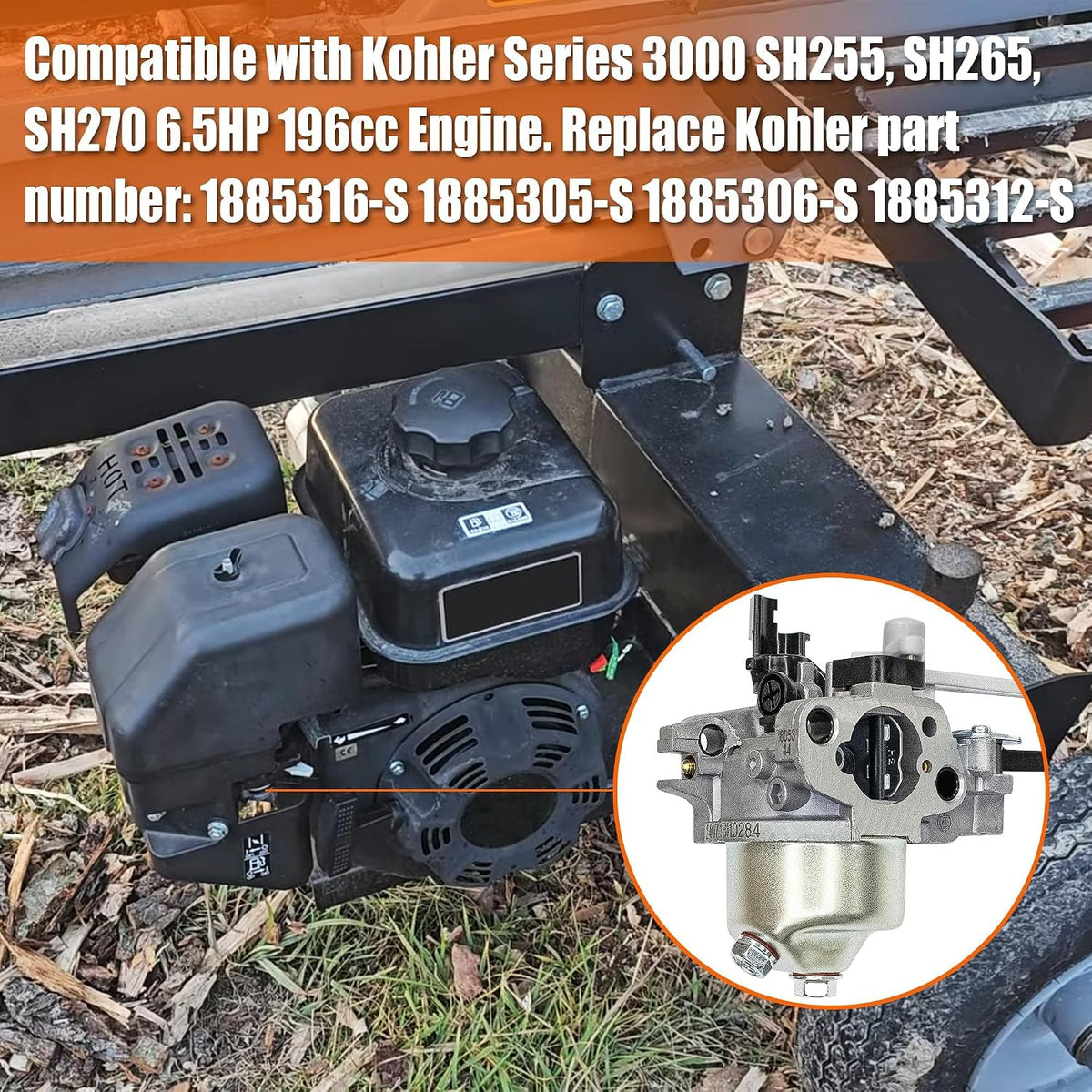 HUAYI Carburetor Fits Kohler SH265 6.5HP 3000 Series 196cc Engine
