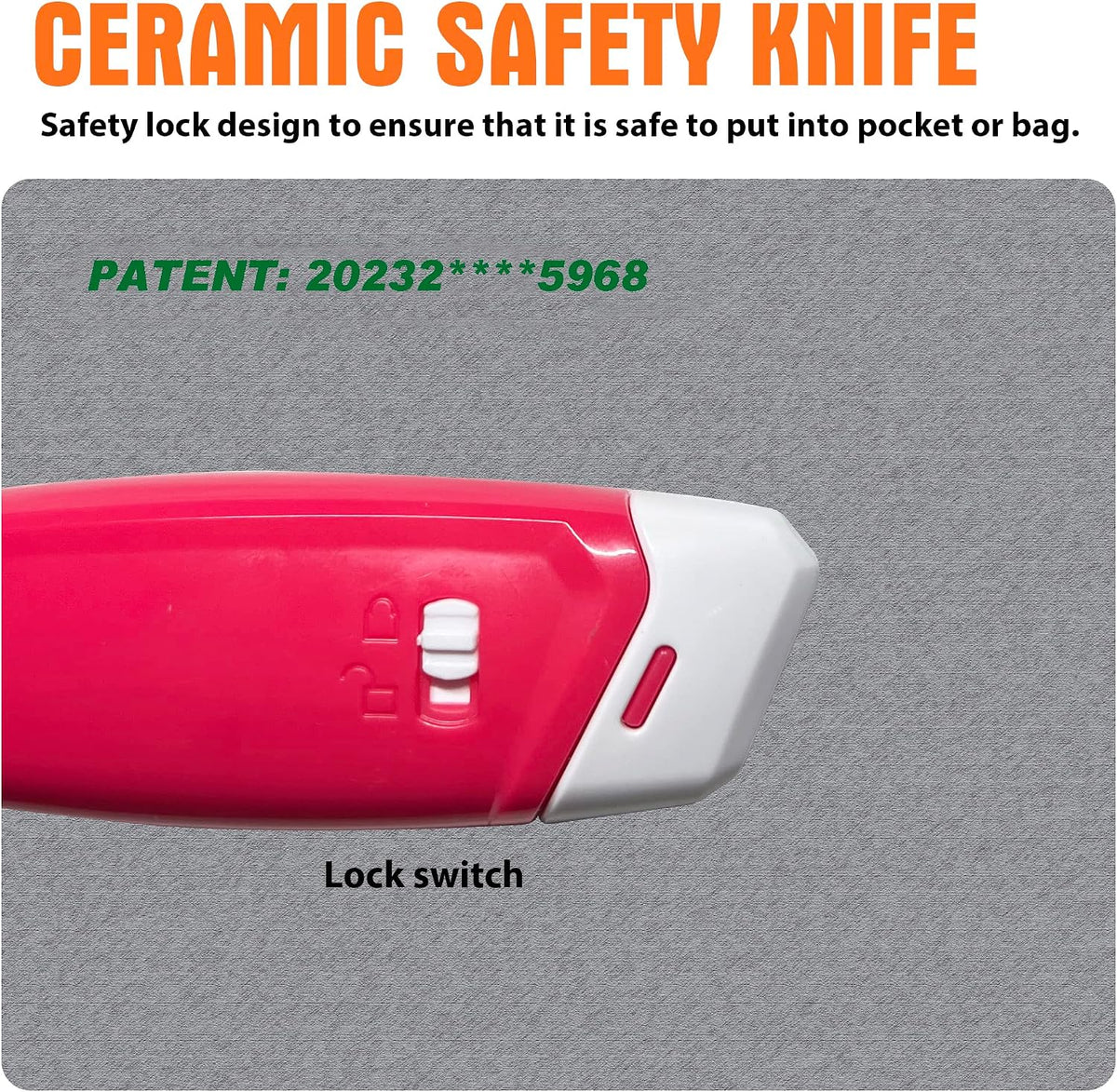Ceramic Safety Box Cutter, Handy Pocket Knife, Mini Magnetic Carton and Package Opener with Safety Lock, 4-pack