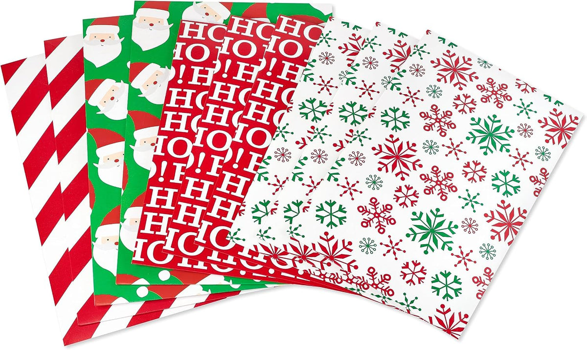 Christmas Gift Boxes with Lids for Presents, Festive Designs, Assorted Sizes (6 Medium Shirt and 4 Large Robe Boxes)