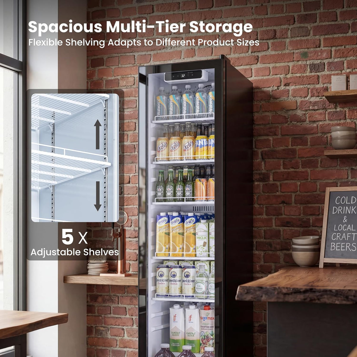 8.3 Cu.Ft Commercial Refrigerators with Double-Layer Glass Door