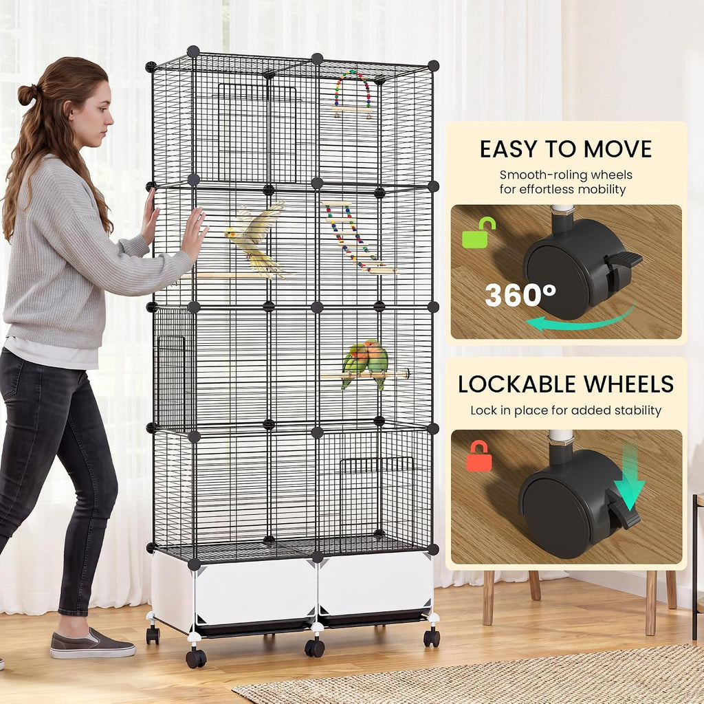 67 in Extra Large Bird Cage, Thickened Encrypted Metal Parakeet Cage