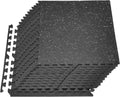 0.4Inch 96sq.ft 24 Tiles Gym Flooring for Home Gym, Rubber Top with High Density EVA Foam, 24 x 24In Gym Floor