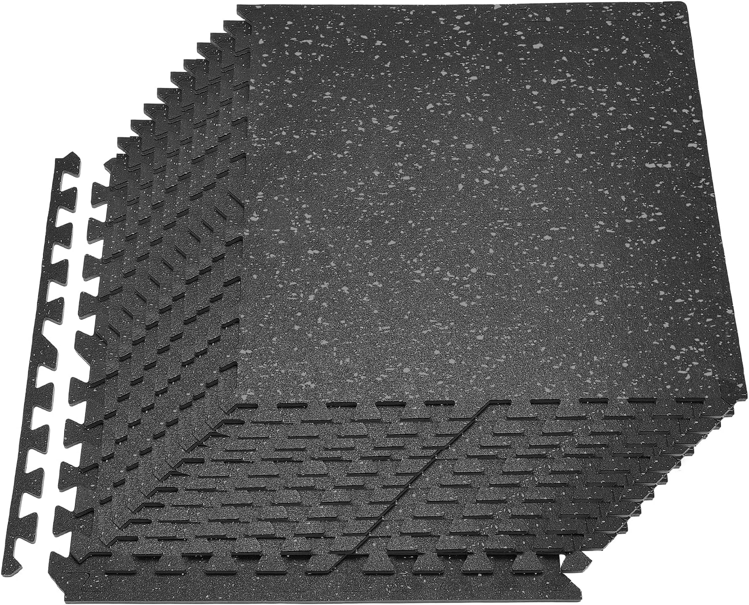 0.4Inch 96sq.ft 24 Tiles Gym Flooring for Home Gym, Rubber Top with High Density EVA Foam, 24 x 24In Gym Floor