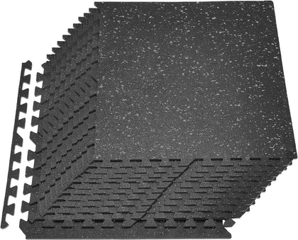 0.4Inch 96sq.ft 24 Tiles Gym Flooring for Home Gym, Rubber Top with High Density EVA Foam, 24 x 24In Gym Floor