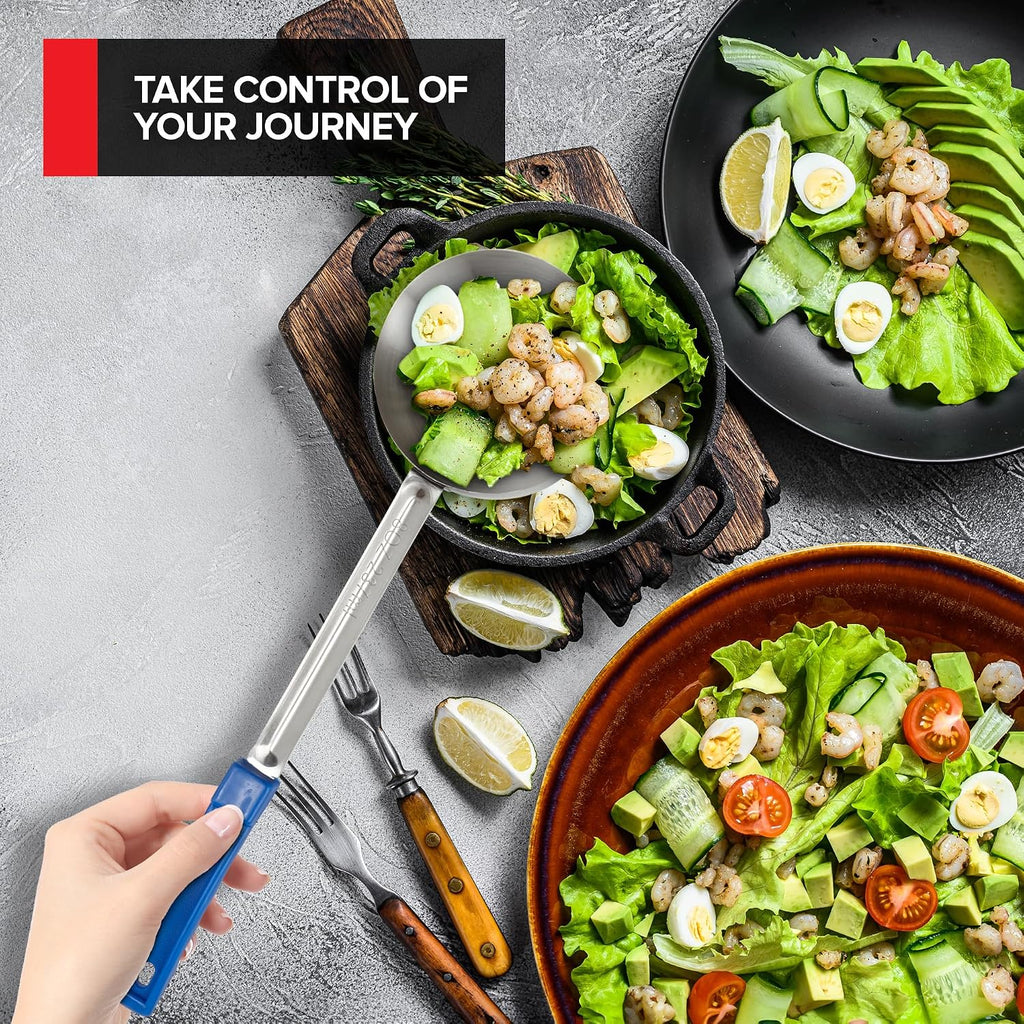 Portion Control Serving Spoons (Set of 8), Slotted & Unslotted Portion Scoops for Food, Heavy Duty Stainless Steel