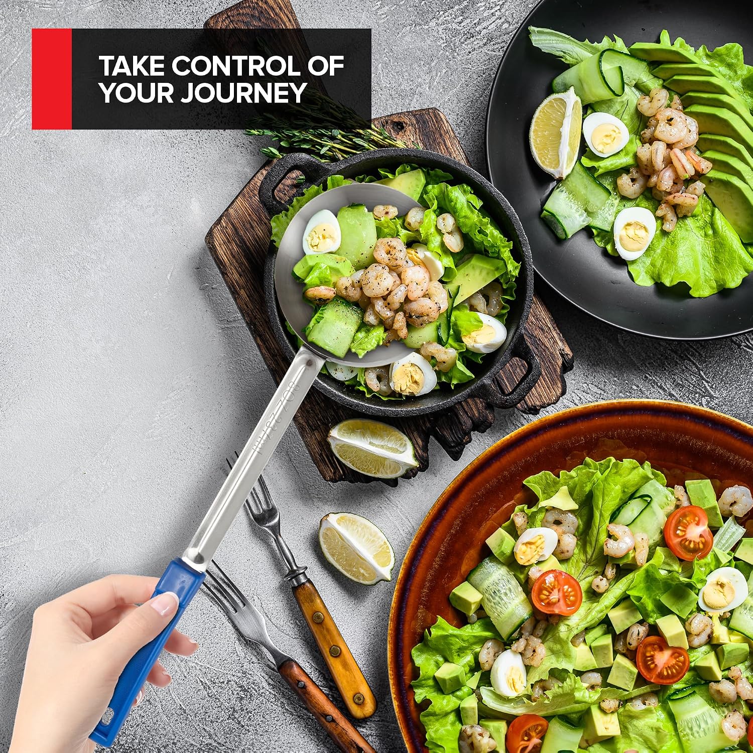 Portion Control Serving Spoons (Set of 8), Slotted & Unslotted Portion Scoops for Food, Heavy Duty Stainless Steel