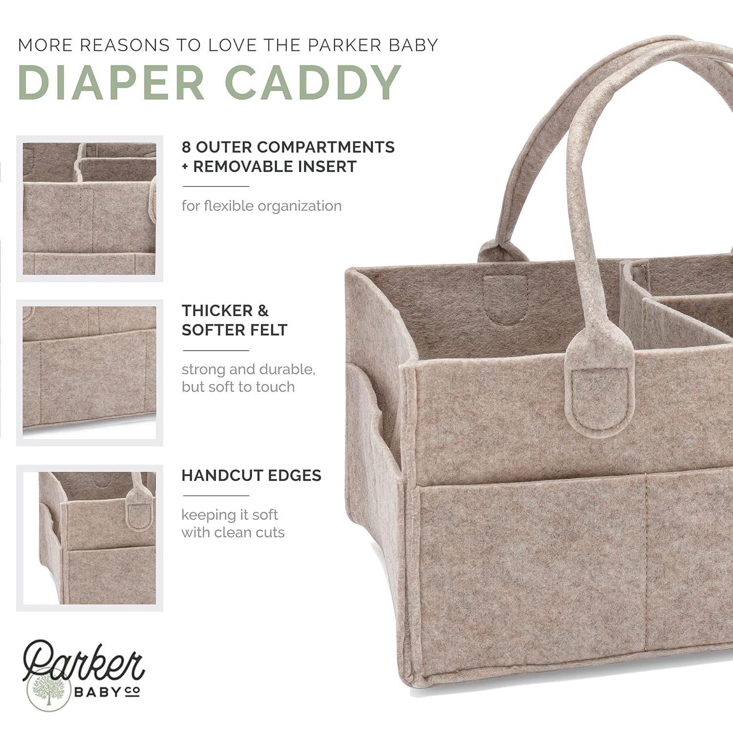 Diaper Caddy - Nursery Storage Bin and Car Organizer for Diapers and Baby Wipes - Oatmeal, Large