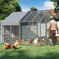 Chicken Coop for10-12 Chickens, Large Wooden Chickens Run, Gray