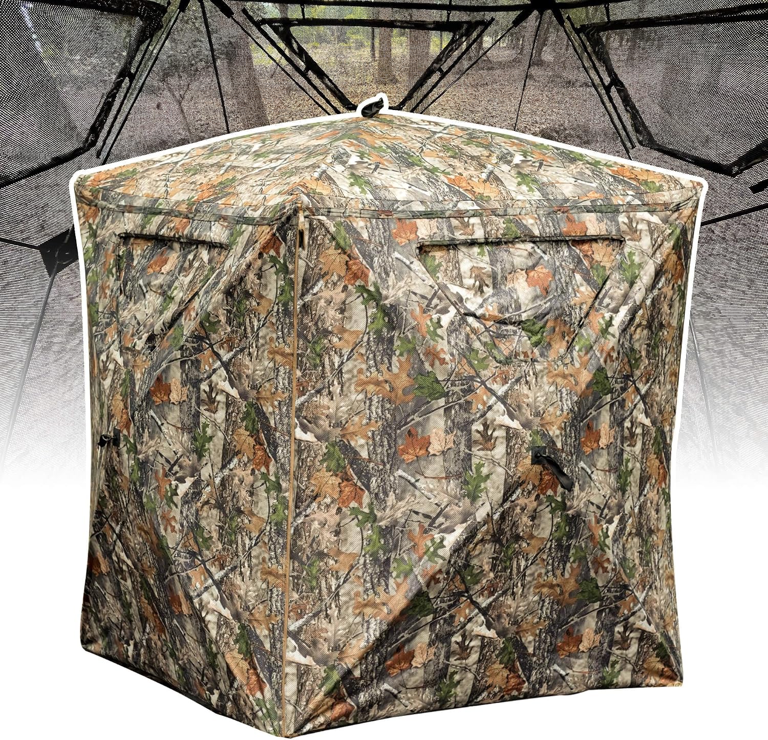 Hunting Blind, 2 Person Pop Up Blinds 360 Degree See Through, Portable Durable Hunting Ground Blinds for Deer &