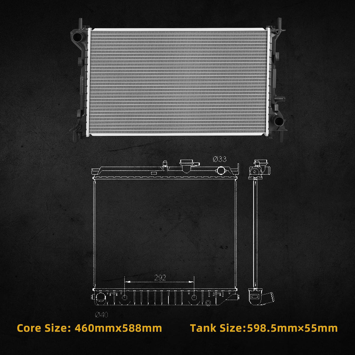 DWVO Complete Radiator Compatible with 2000-2007 Ford Focus