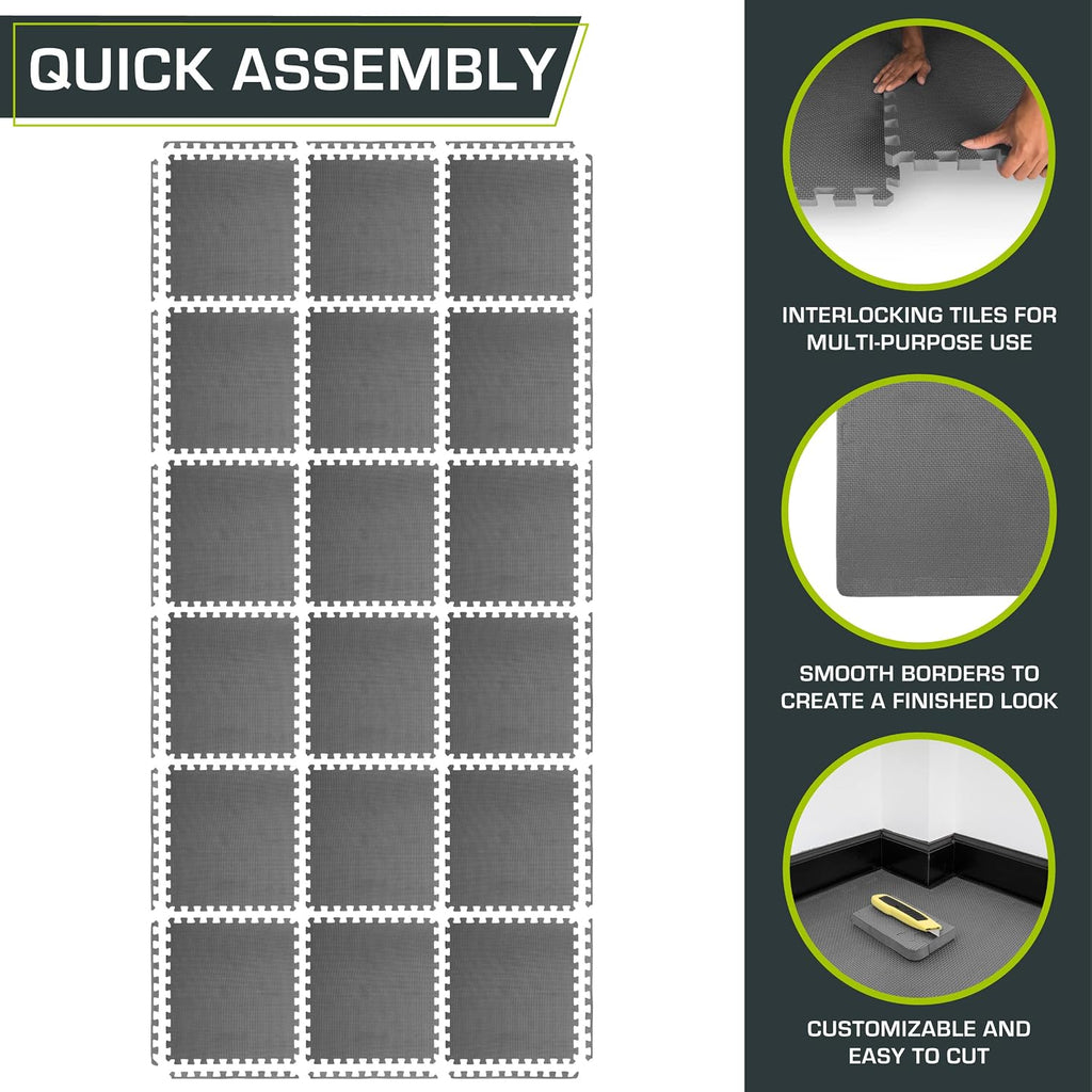 Fit Weaved Pattern Extra Thick Exercise Puzzle Mat 1-inch, EVA Foam Interlocking Tiles for Protective, Cushioned