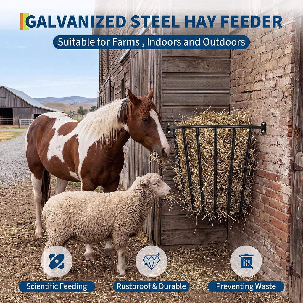 2 Pack Horse Goat Hay Feeder, 30'' Corner Hay Rack Wall Mounted