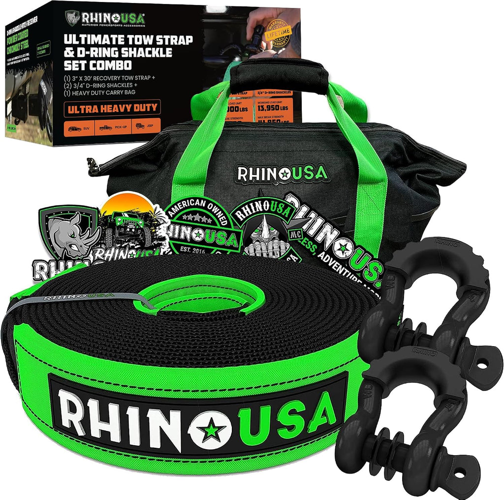 Recovery Combo Kit - 30ft Tow Strap & D-Ring Shackles