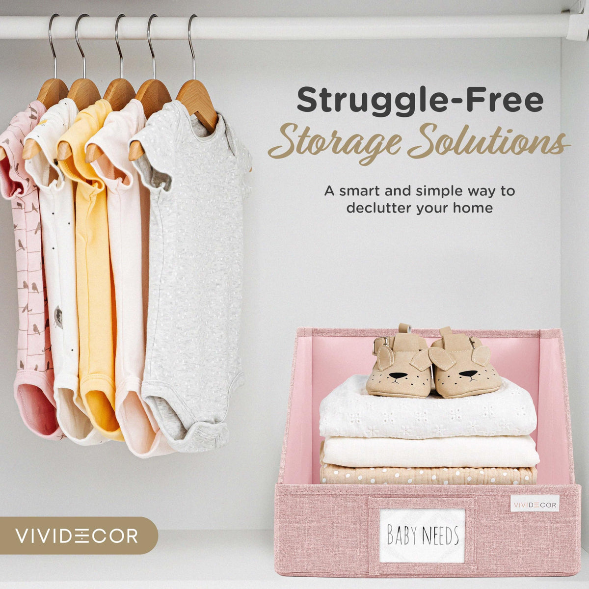 Open Front Trapezoid Closet Bins, Storage Baskets for Closets, Pink