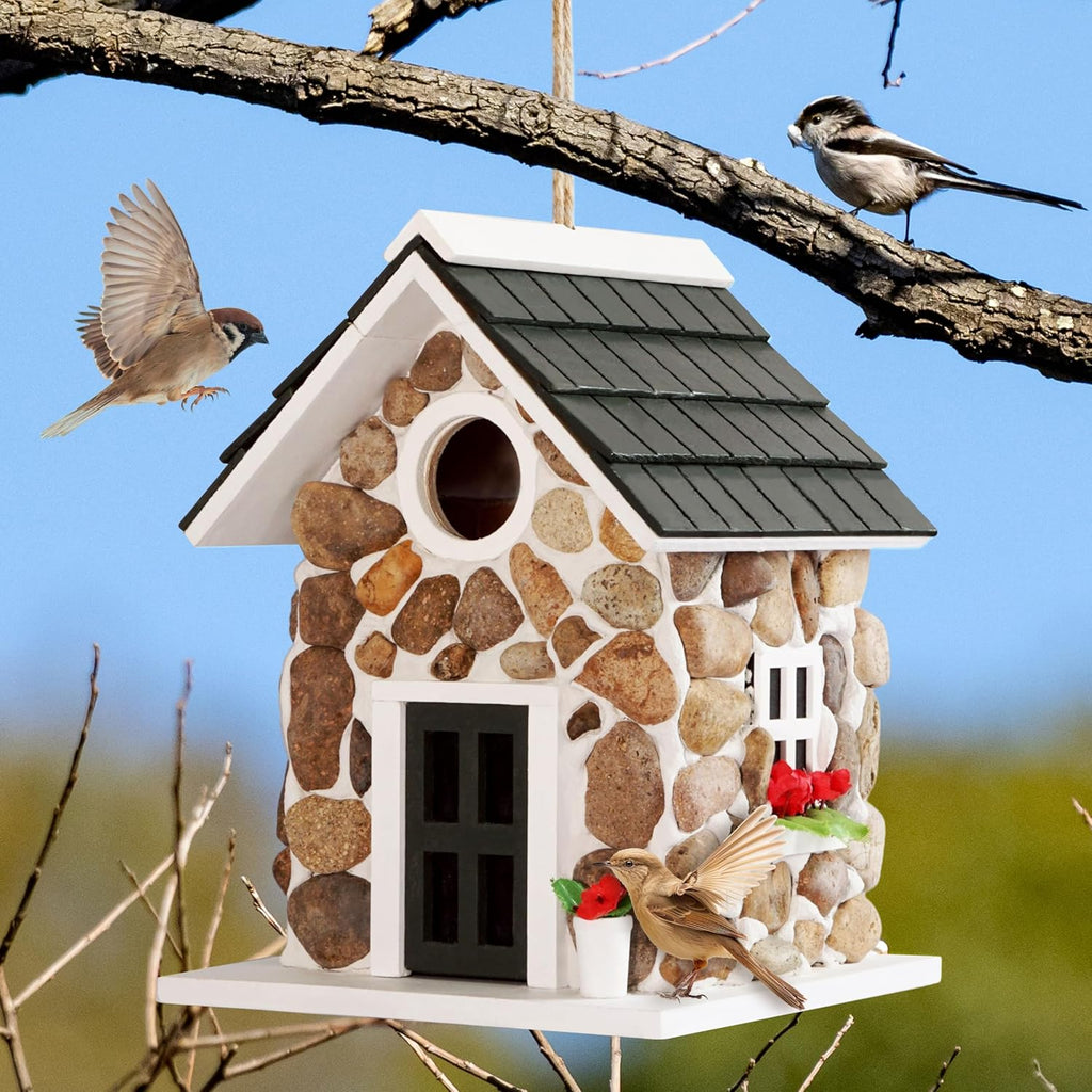 Bird Houses for Outside, Outdoor Bird House for Bird Families Bluebird Sparrow Finch Cardinals Hanging Birdhouse for