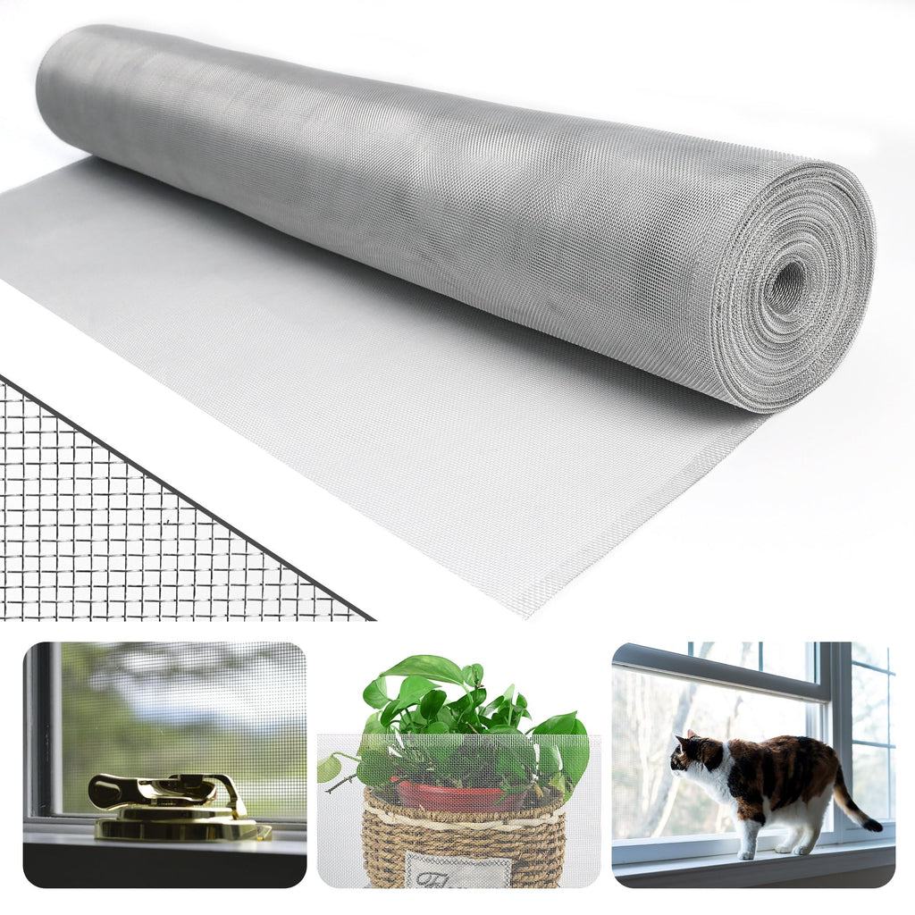 Aluminum Window Screen Mesh Roll, 36 in x 50 ft, 18x16 Mesh,Silver
