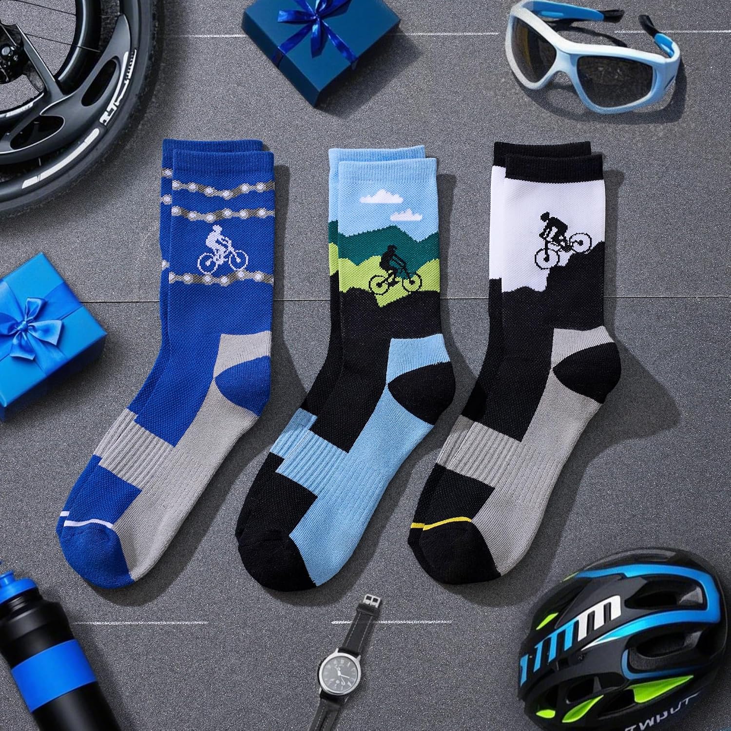 Athletic Socks Men Running Cycling Gifts for Runners Riders Sports Gear Accessories
