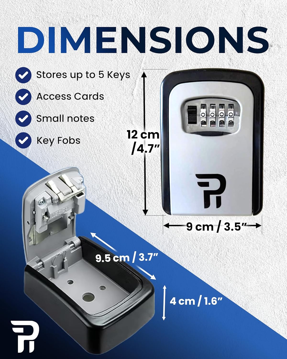 Key Lock Box for Outside – Large Outdoor Lockbox for Keys with Code, 4-Digit Combination Hidden Safe to Hide a Key