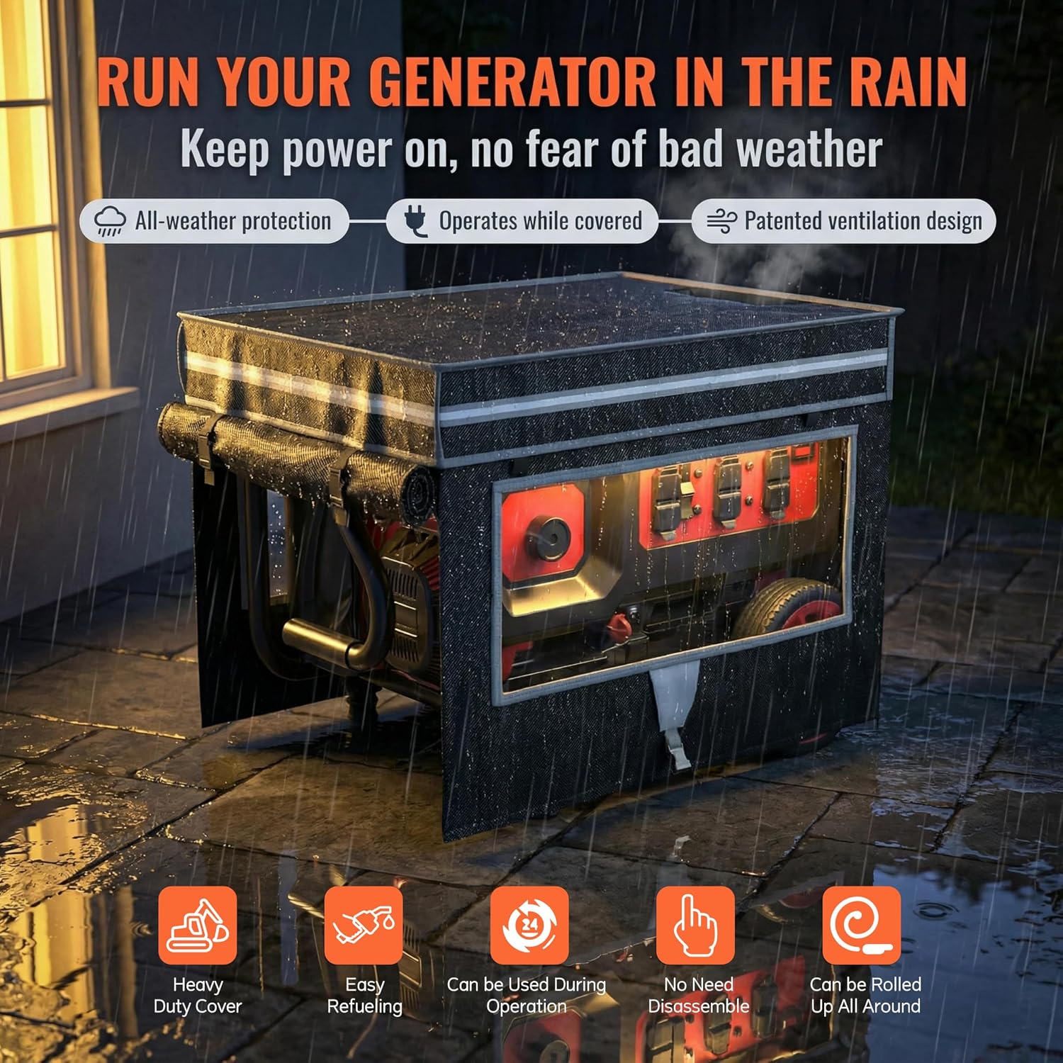 Generator Covers, Generator Covers While Running, 32X24X24 inches, Top Can be Opened, With Tool Bag and Visual