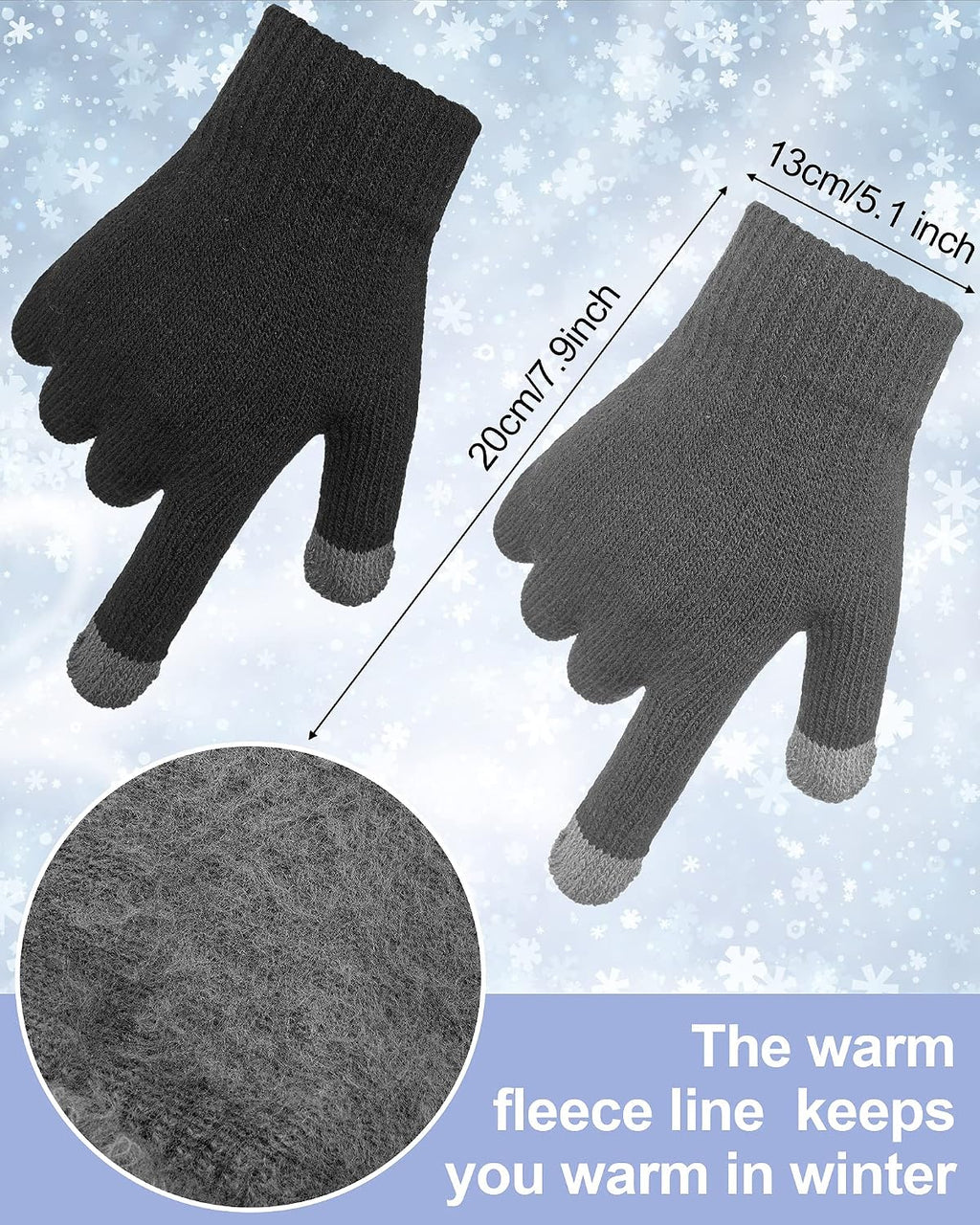 6 Pcs Kids Winter Hat Scarf Touchscreen Gloves | Toddler Knitted Cap Beanie, Neck Warmer, Mitten, for 5-14 Years Boys