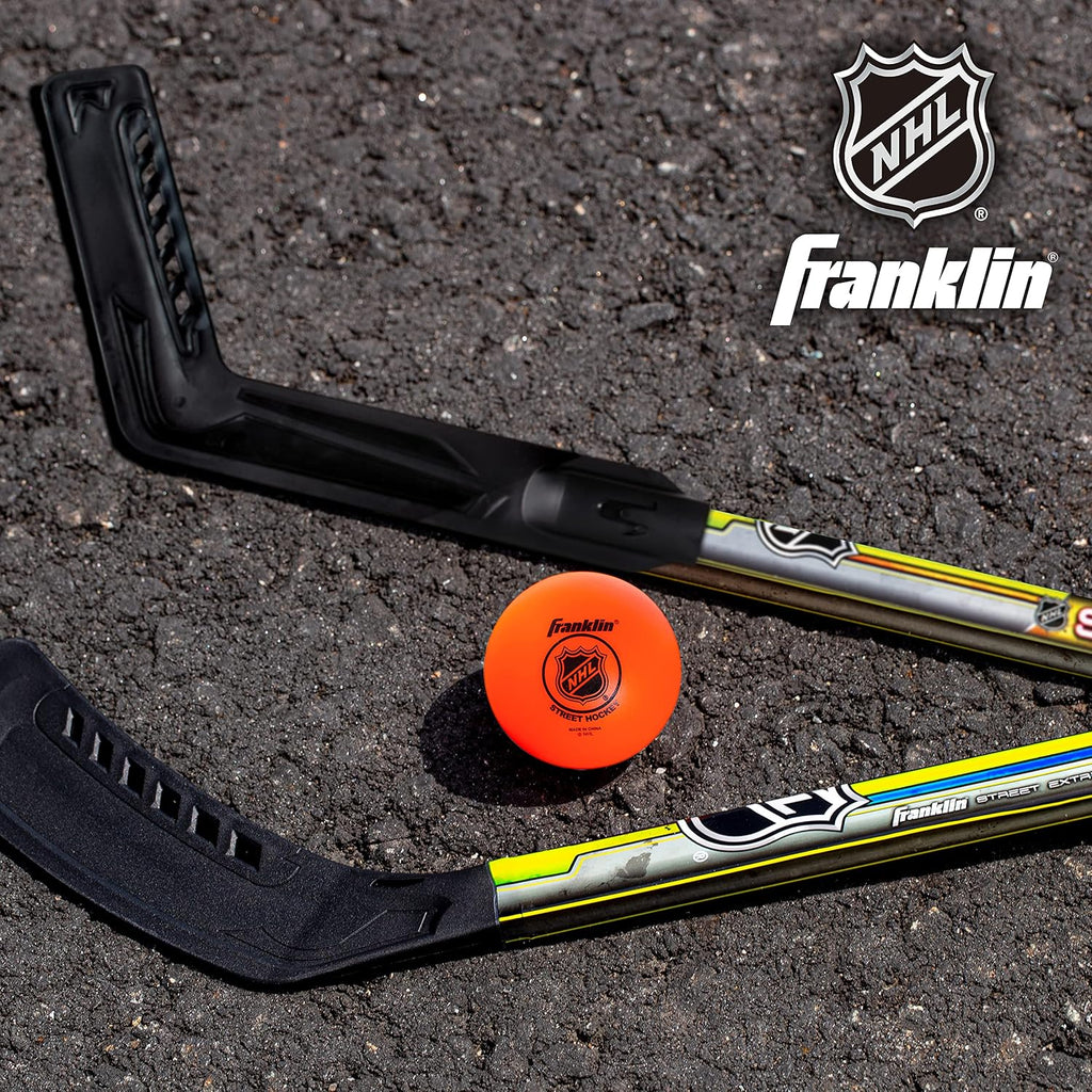 Franklin Sports NHL Kids Street Hockey Stick Set - Includes (2) Youth Street Hockey Sticks + (1) Outdoor Roller