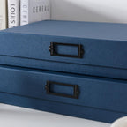 Legal Size Document Storage Boxes with Lids, Set of 2, Blue