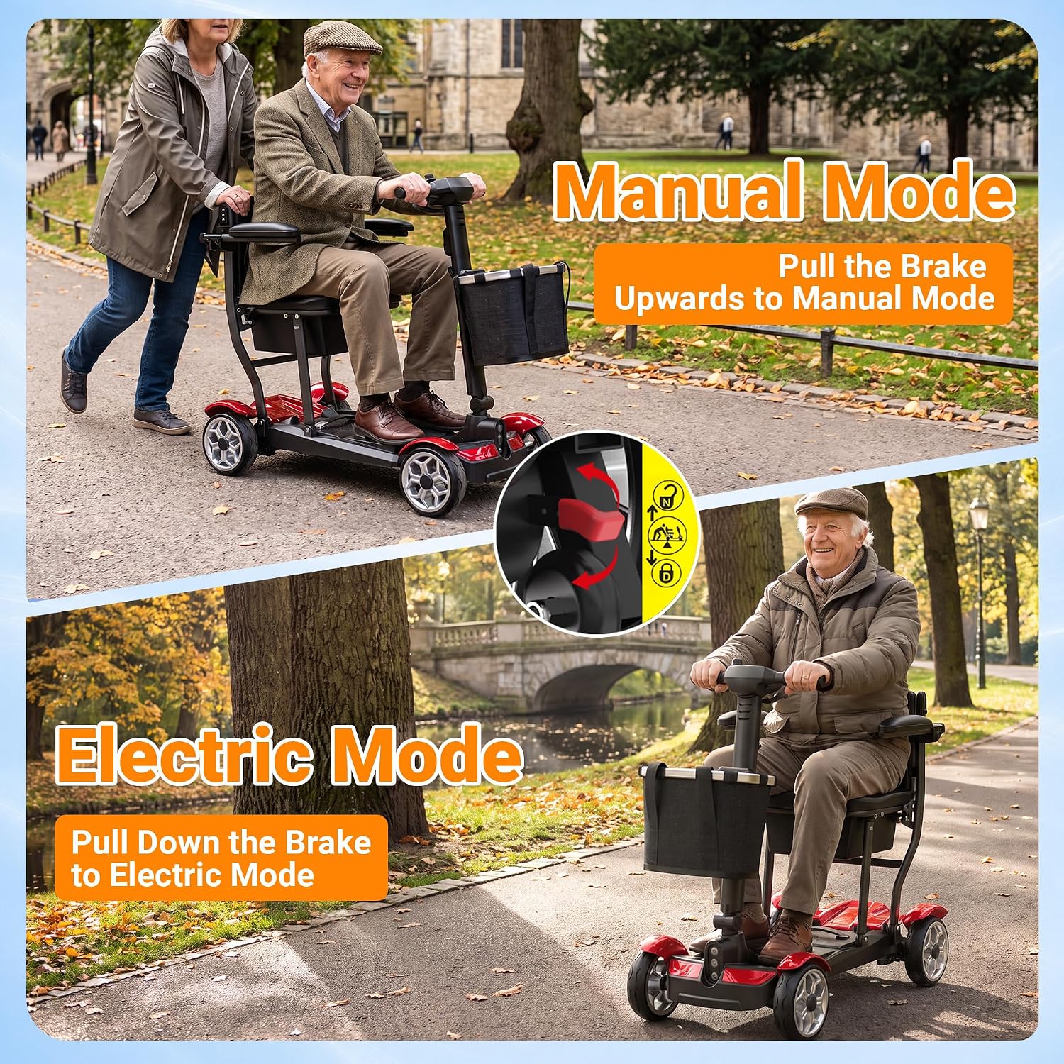 Mobility Scooter for Adults w/Lithium Battery, 43lbs, Red, 30MI