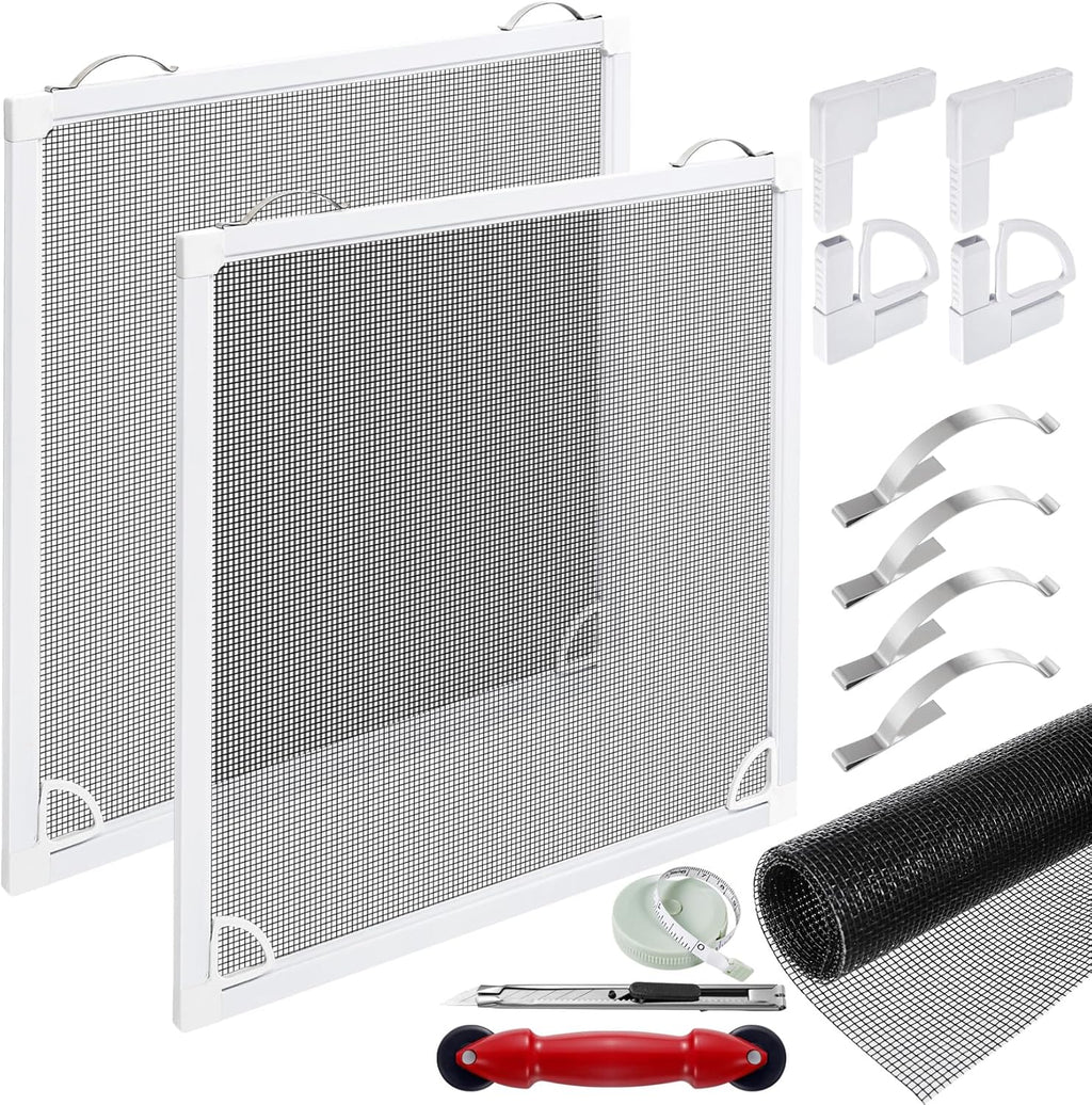 2 Sets Window Screen Frame Kit 5/16 in x 1/8 in x36inX36in Fiberglass Window Screen Replacement Kit not installed