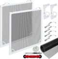 2 Sets Window Screen Frame Kit 5/16 in x 1/8 in x36inX36in Fiberglass Window Screen Replacement Kit not installed