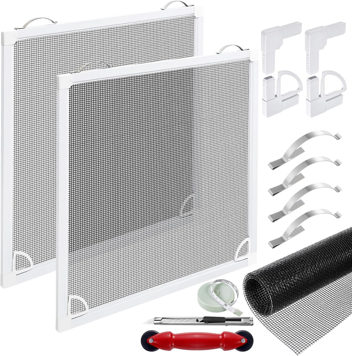 2 Sets Window Screen Frame Kit 5/16 in x 1/8 in x36inX36in Fiberglass Window Screen Replacement Kit not installed