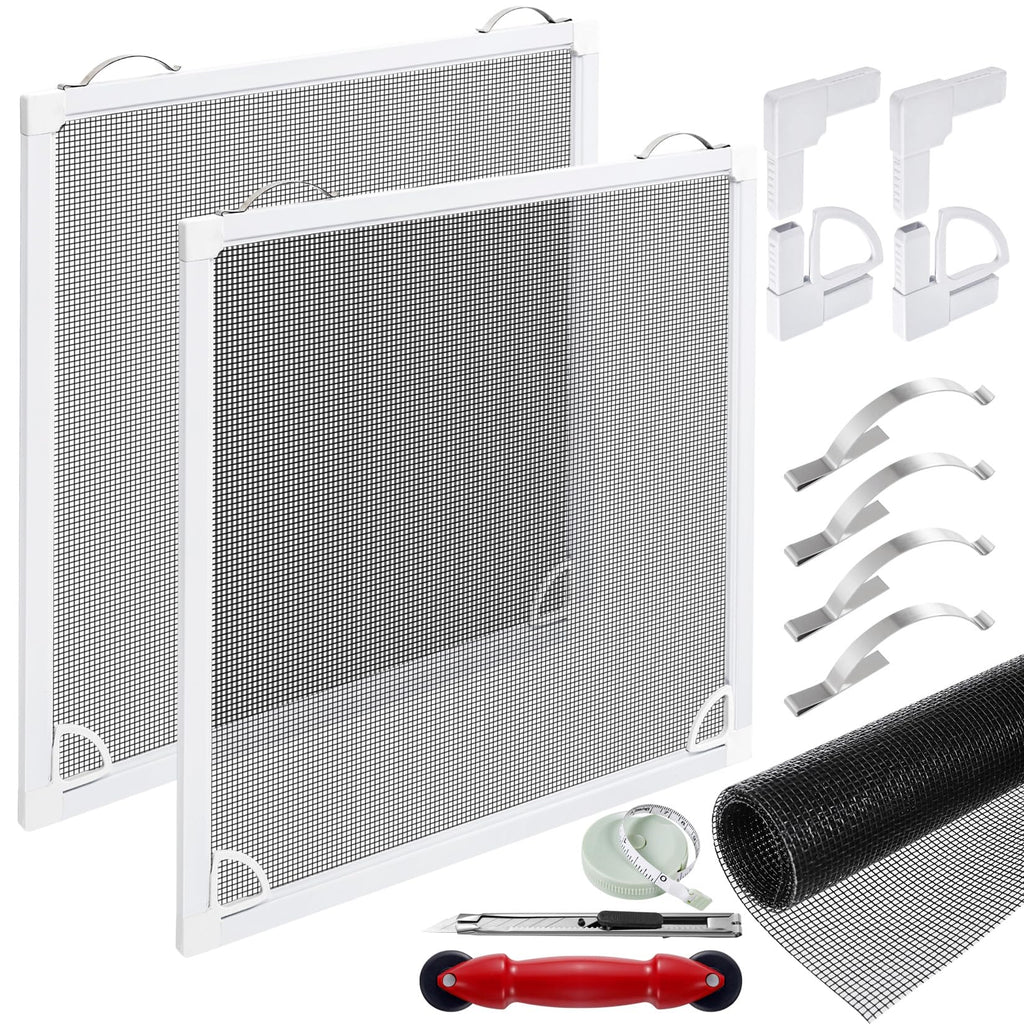 2 Sets Window Screen Frame Kit 48inX60in Fiberglass Window Screen Replacement Kit Includes Full Set of Tools Suitable