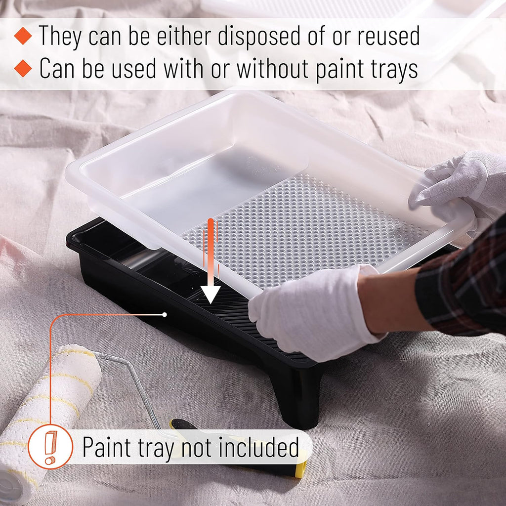 Paint Tray Liner, White Paint Pans Trays, Pan Liners, 9 Inch, 10 pcs