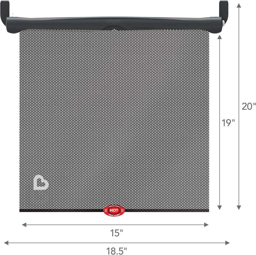 Brica Sun Safety Car Window Shade with Heat Alert, Helps Block UVA/UVB Rays, 2 Pack, Black