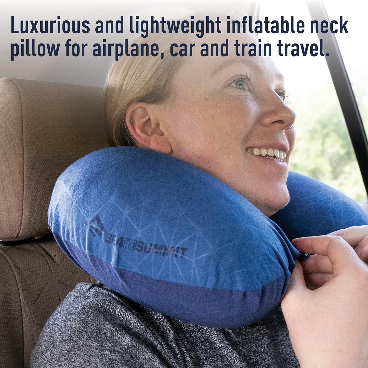 Aeros Premium Traveller Inflatable Neck Pillow, Navy Blue