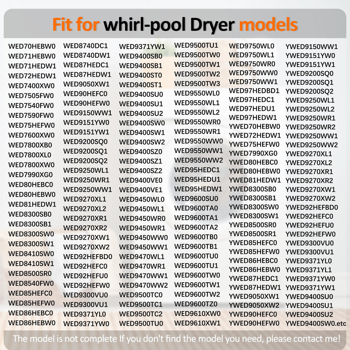 WED9400VE0 WED75HEFW0 Dryer Heating Element Kit Fit for Whirl-pool Duet