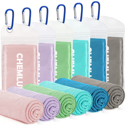 6 Packs Cooling Towels for Hot Weather UPF50 Microfiber (40"x12")