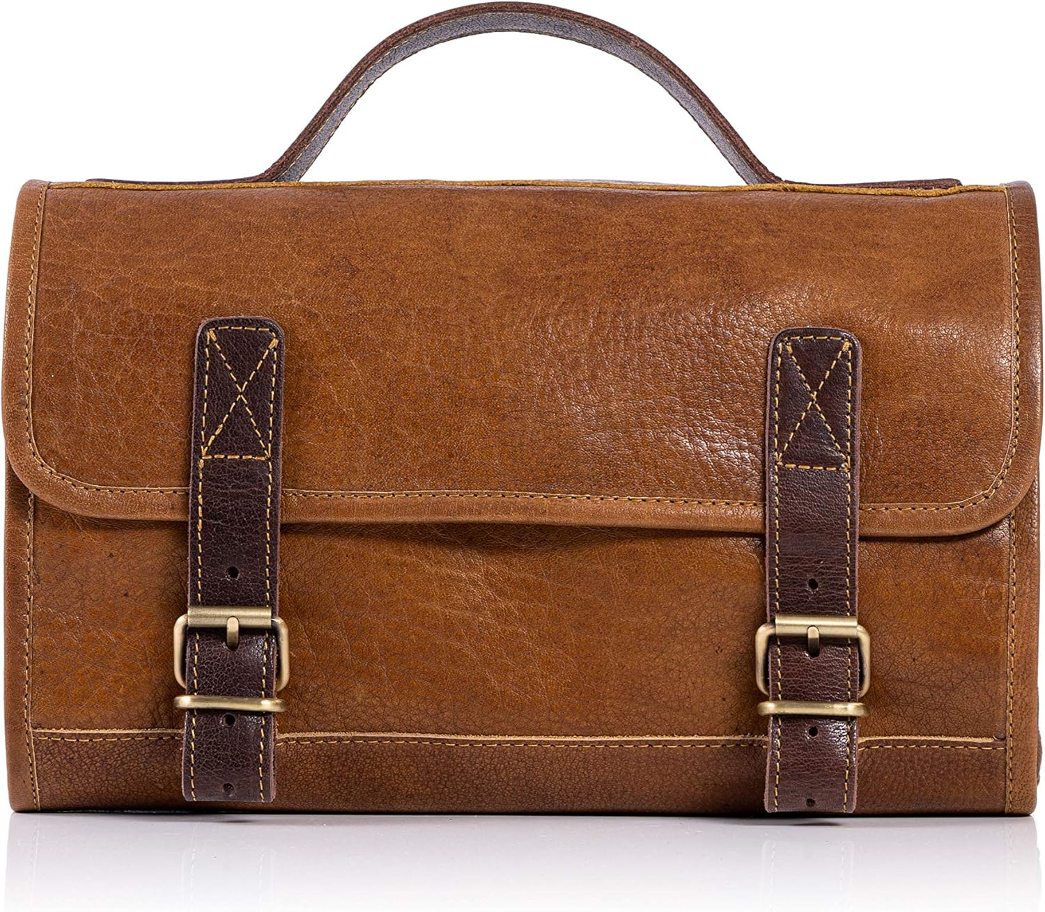 Premium Buffalo Leather Hanging Toiletry Bag Travel Dopp Kit