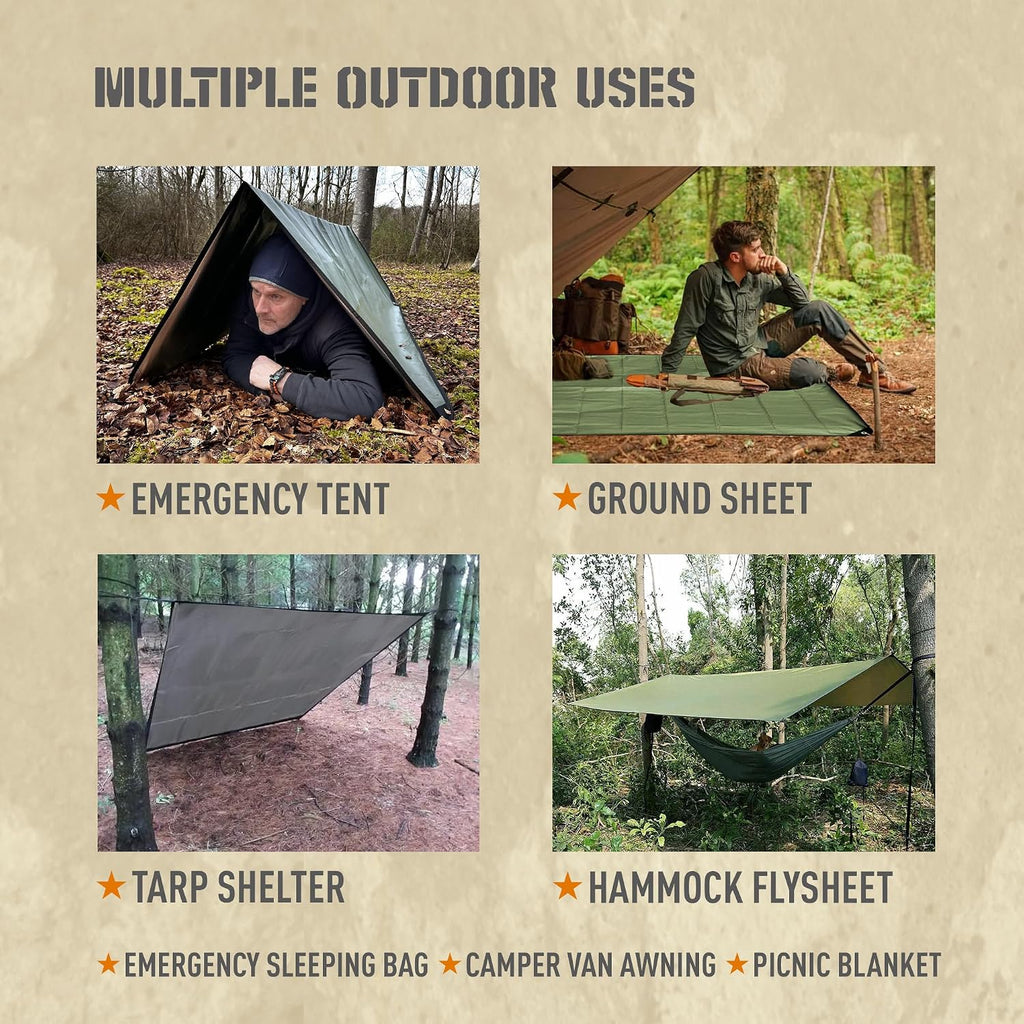 Insulated Tarp, Emergency Survival Blanket, 60” x 84”, Heavy Duty Waterproof Groundsheet, Camping, Thermal Space