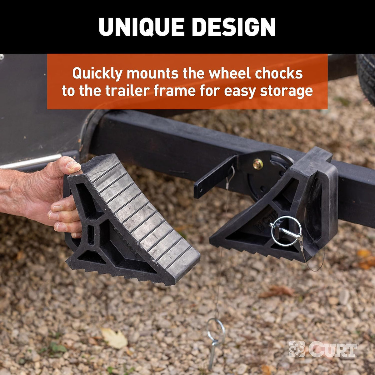 22802 HD Wheel Chocks 2-Pack with Mounting Bracket