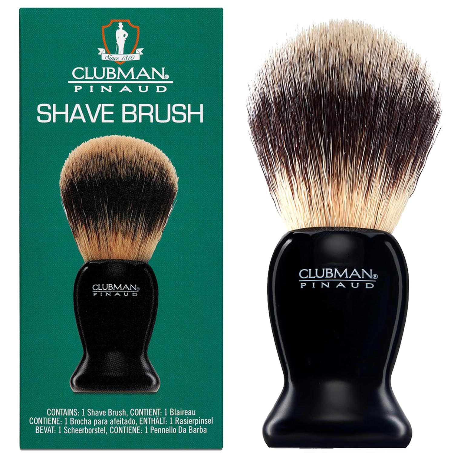 Pinaud Shave Brush – Classic Shaving Brush for Men, Soft Bristles, Ideal for Lathering Shaving Soap, Black Handle, 1