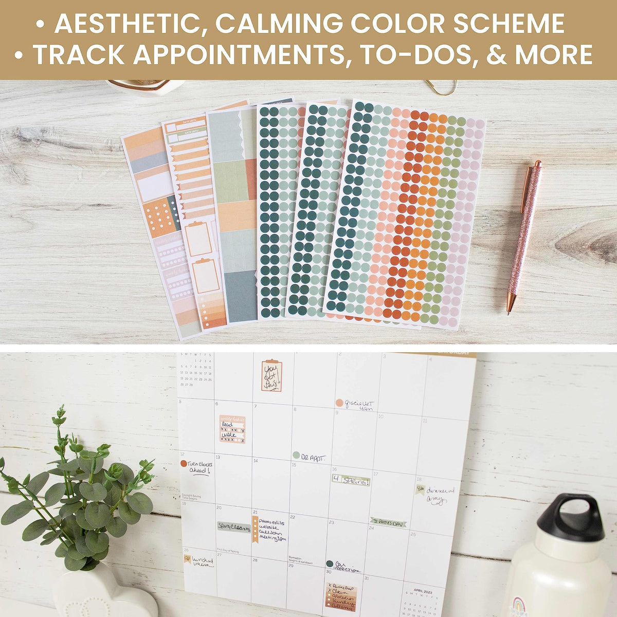 Color Coding Planner Stickers - Muted Neutrals 1/4" Minimalist Dot Labels - Six Sheets, 1000+ Stickers Per Pack!