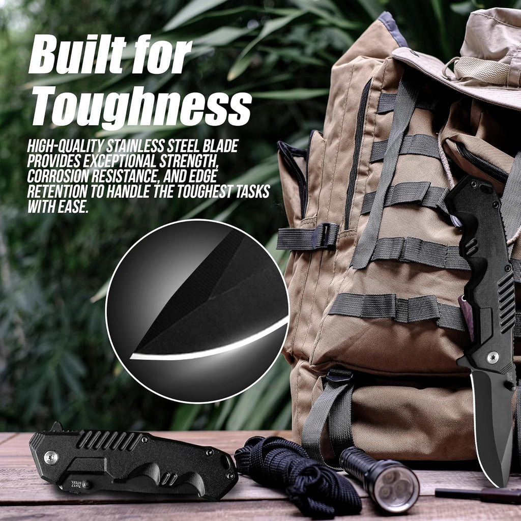 Pocket Folding Knife with Stainless Steel Point Lock Blade Knives and Lightweight Lockback Multi-Tool for Camping
