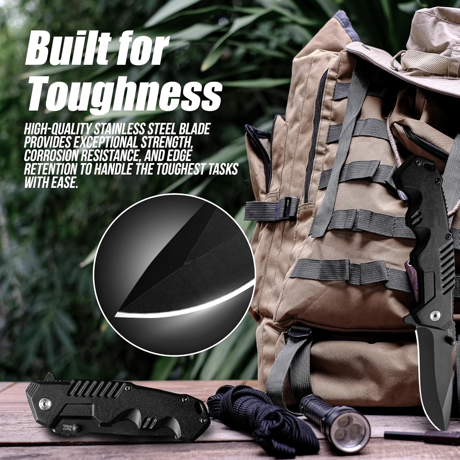 Pocket Folding Knife with Stainless Steel Point Lock Blade Knives and Lightweight Lockback Multi-Tool for Camping